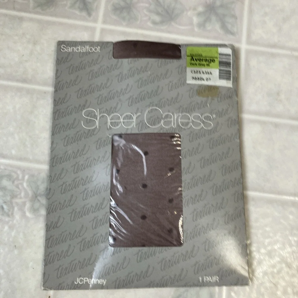 JC Penney Sheer Caress Polka Dot Brown Pantyhose AVERAGE Sandalfoot‎ Nylons